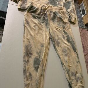 First Love Cream and Gray Top and pant set with